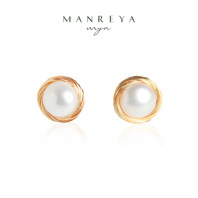 Manreya玛芮雅巴洛克手工绕线珍珠耳钉