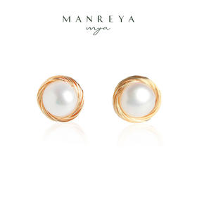 Manreya玛芮雅巴洛克手工绕线珍珠耳钉