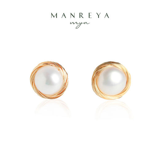 Manreya玛芮雅巴洛克手工绕线珍珠耳钉 商品图0
