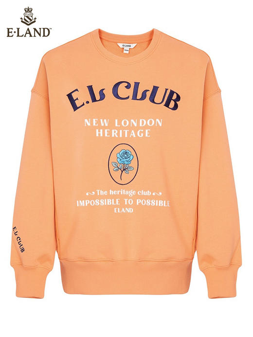 ELAND衣恋2022年春季新款简约字母印花玫瑰刺绣圆领套头卫衣女EEMTC12Q3N 商品图4