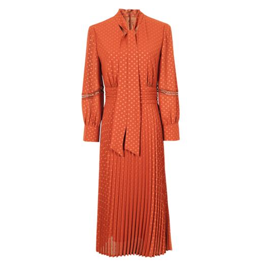 剩S 米思阳2024秋季新款知性优雅波点连衣裙显瘦系带领中长百褶裙0525 商品图4