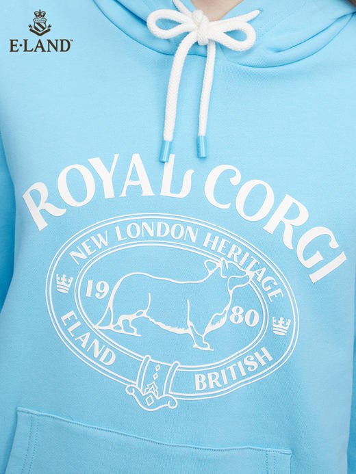 ELAND衣恋2022年春季新款简约宽松ins风印花连帽抽绳套头卫衣女EEMTC12Q1N 商品图3