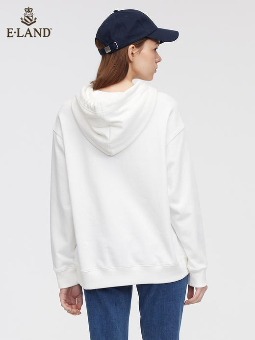 ELAND衣恋2022年春季新款简约宽松ins风印花连帽抽绳套头卫衣女EEMTC12Q1N 商品图2