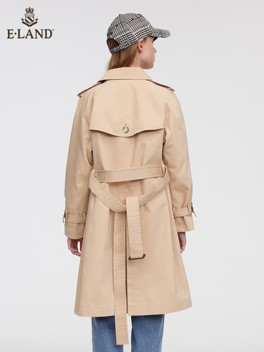 ELAND衣恋2022年春季新款时尚设计感双排扣中长款腰带风衣外套女EEJTC12H3M 商品图2