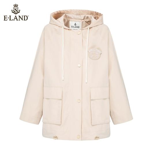 ELAND 2022春季新款韩版连帽小个子宽松短款风衣外套女EEJAC12Q1N 商品图4