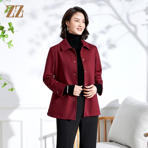 佐尔美2022春季新款气质时尚百搭针织卡其色红色休闲上衣E11FZ14 商品图0