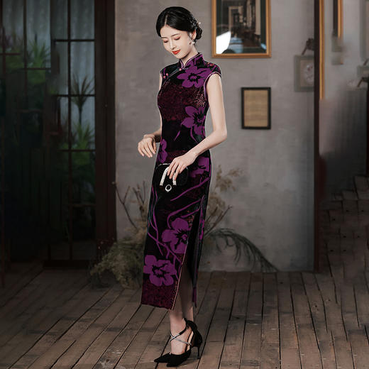 长款修身显瘦日常中国风优雅连衣裙改良版 GSJ-3073 商品图3