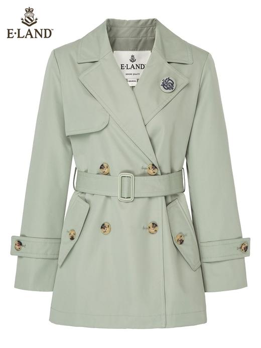 ELAND衣恋2022年春季新款简约百搭小清新双排扣腰带西装领风衣女EEJTC12H1C 商品图4