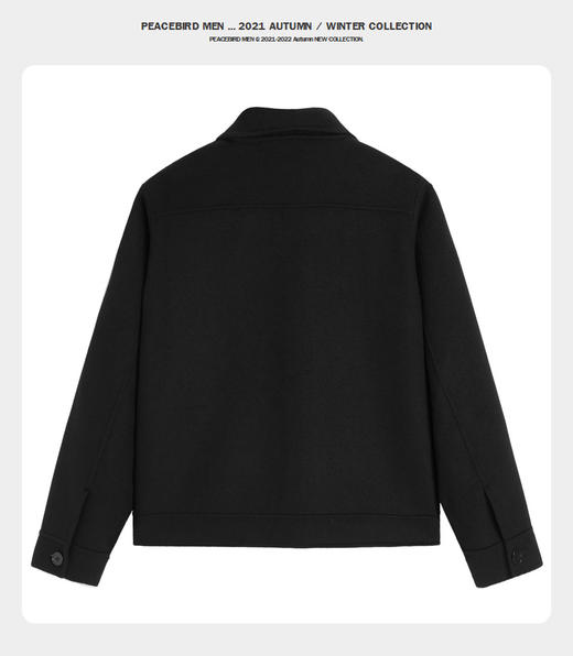 太平鸟男装 冬新款黑色羊毛呢夹克男B1BCB4307 商品图1