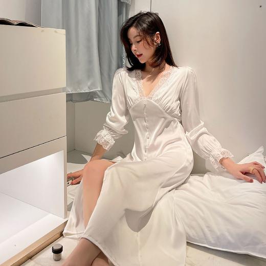 【复古蕾丝】冰丝长款睡裙  蕾丝性感宫廷 洋气舒适 商品图7