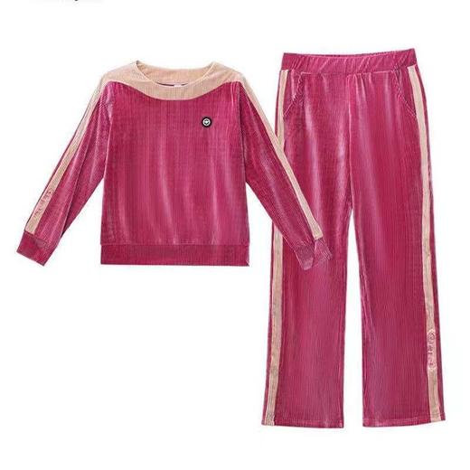 TTZF-YSE220303新款时尚气质休闲宽松圆领长袖丝绒卫衣运动裤两件套 商品图9