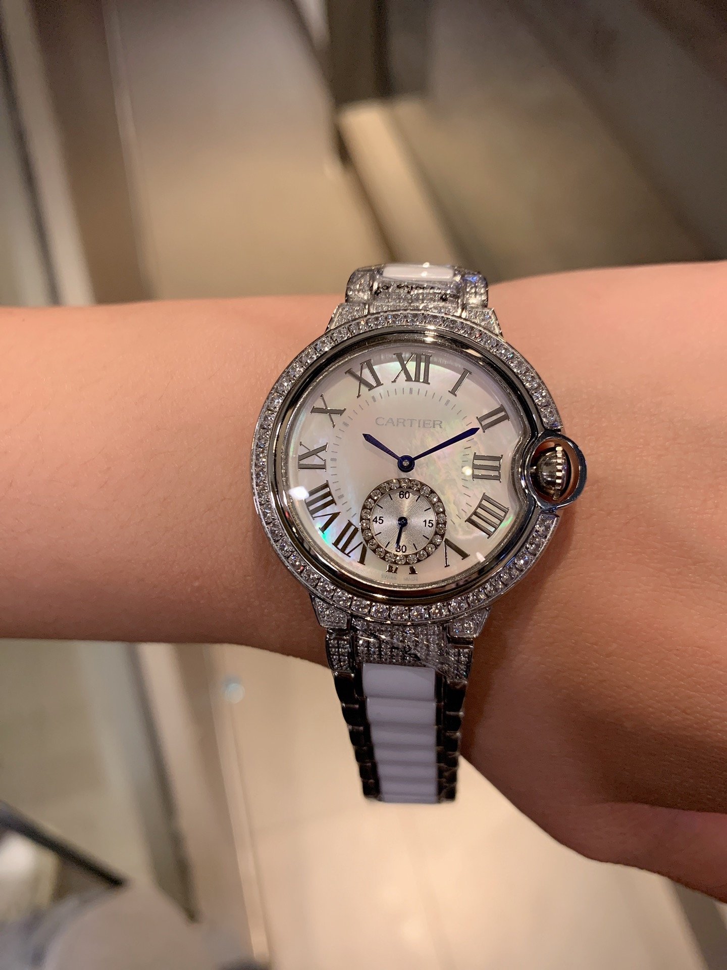 卡地亚 cartier 蓝气球系列 奢华版陶瓷钻带 单排钻石四角钻新款珠宝