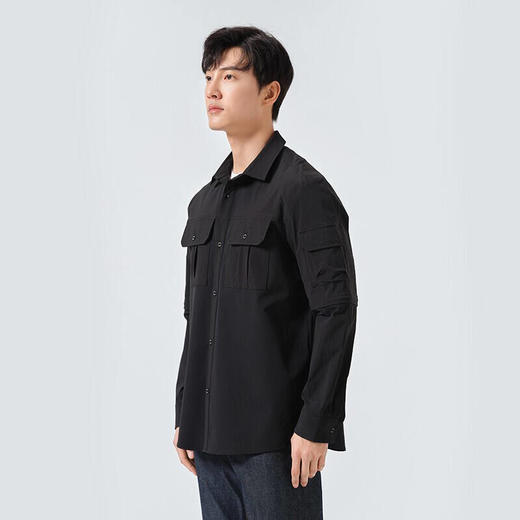 探路者22春夏户外运动 男士亲肤透气 可脱卸袖 速干舒适休闲衬衫TAKK81247 商品图7