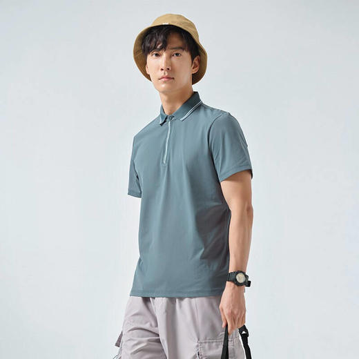 探路者速干T恤 22春夏户外男士吸湿透气排汗短袖 休闲百搭翻领T恤TAJK81607 商品图11