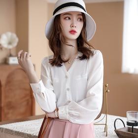 职业衬衫女时尚洋气法式少女气质设计感小众内搭长袖蕾丝花边衬衣