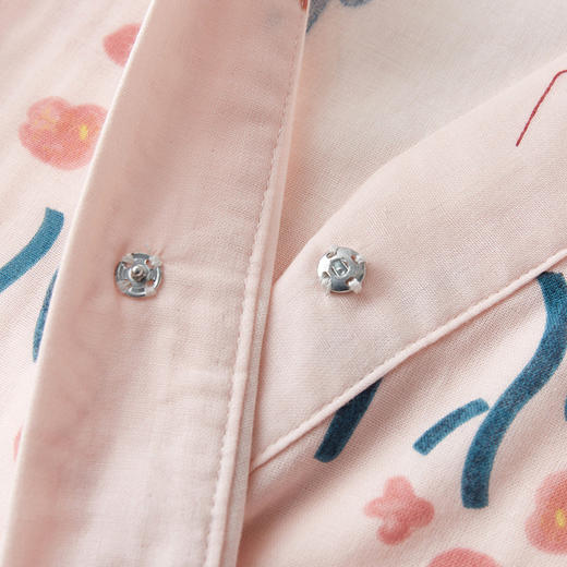 【花开有时】纯棉纱布睡衣 长袖两件套 短袖睡裙 宽松和服睡衣 汗蒸家居服 商品图6