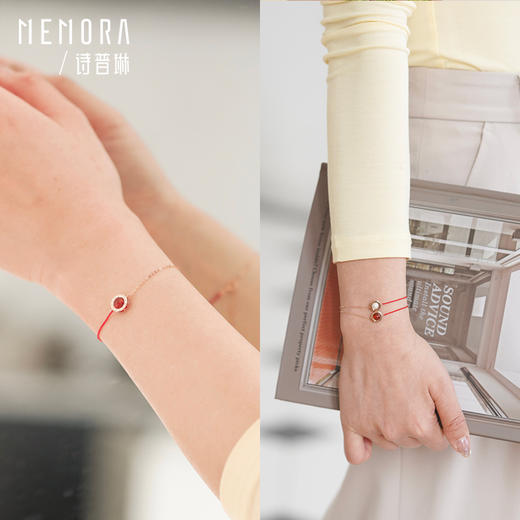 【积分抵值】时光印记系列桃花绳18K金珍珠/红玉髓手链红绳【生日会员】DBE00101/DBE00102 商品图11