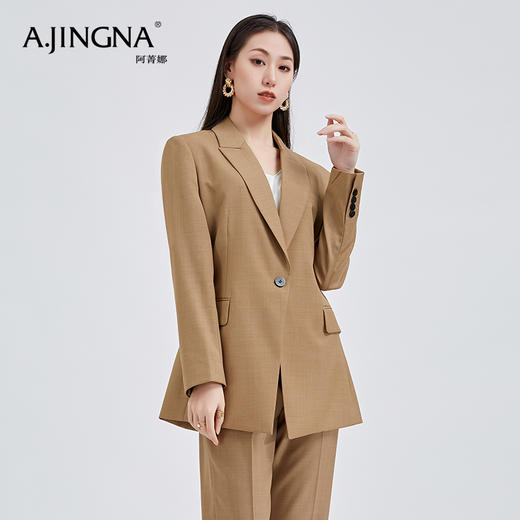 【限时折扣】经典单粒扣修身翻领西装收腰气质通勤休闲西装外套A27C208035 商品图3