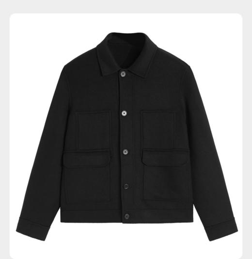 太平鸟男装 冬新款黑色羊毛呢夹克男B1BCB4307 商品图0