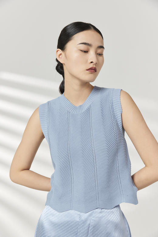 圆领波浪纹女背心SJS94W115K 商品图0