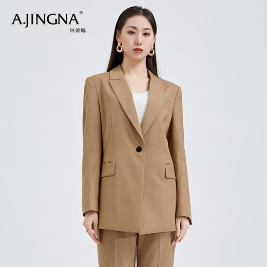 【限时折扣】经典单粒扣修身翻领西装收腰气质通勤休闲西装外套A27C208035 商品图4