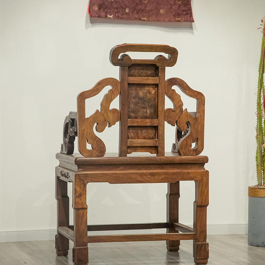 清 红木镶瘿木云纹扶手椅（一对） 商品图3