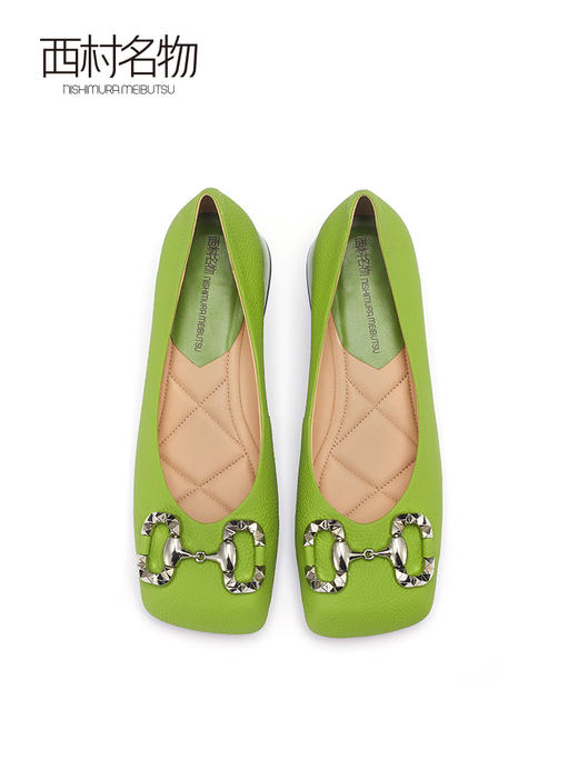 西村名物2022春季新款马衔扣方头女鞋舒适浅口法式真皮单鞋X22AE19251 商品图3