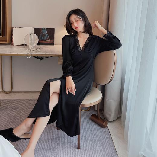 【复古蕾丝】冰丝长款睡裙  蕾丝性感宫廷 洋气舒适 商品图5