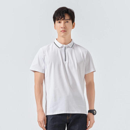 探路者速干T恤 22春夏户外男士吸湿透气排汗短袖 休闲百搭翻领T恤TAJK81607 商品图3