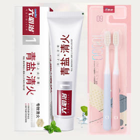 六必治防上火牙膏（清新青盐）100g + 蓝天六必治云柔万根毛牙刷2支装