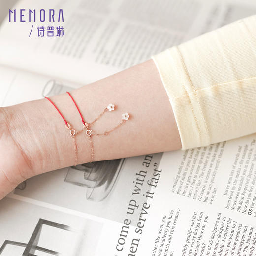 【积分抵值】时光印记系列桃花绳18K金珍珠/红玉髓手链红绳【生日会员】DBE00101/DBE00102 商品图2