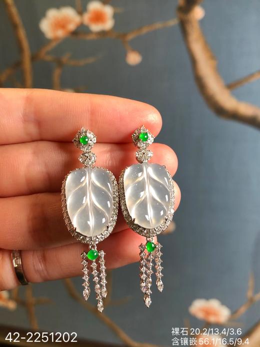42-2251202，玻璃叶子耳坠，52999 商品图6