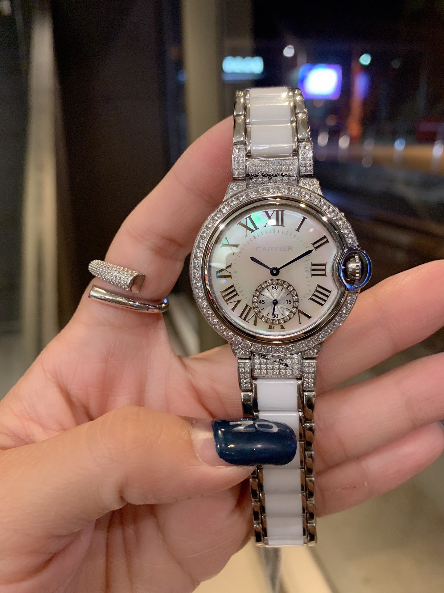 卡地亚 cartier 蓝气球系列 奢华版陶瓷钻带 单排钻石四角钻新款珠宝