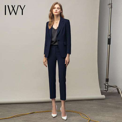 IWY/藏青色单粒扣都市时尚职业女士西服套装西装白领工作服CP11359-ZQ 商品图1