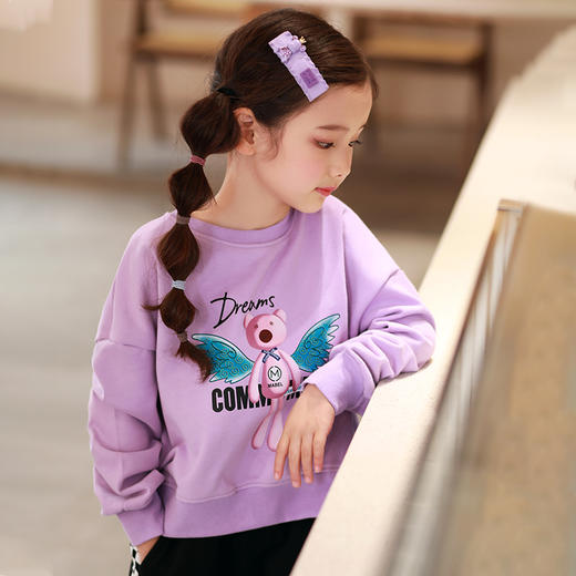 龙之涵  亲子款2022年春款加厚女童卫衣 中大童印花全棉卫衣 婴幼儿A类标准 商品图1