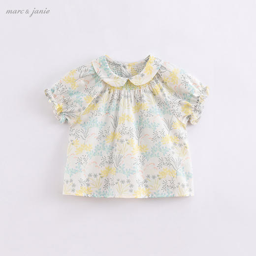 马克珍妮夏装新款 女童花卉泡泡袖纯棉小衫220901 商品图0