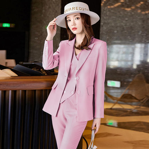 春季气质女神范职业装修身时尚西服三件套 XZ9536 商品图2