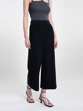 2022新款羊绒混纺16针四平针法阔腿八分针织裤