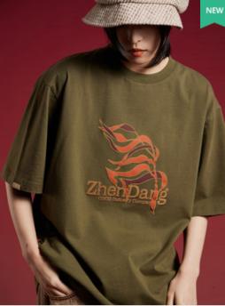 OSCI/OSC0531植绒芦苇叶圆领短袖T恤 商品图0