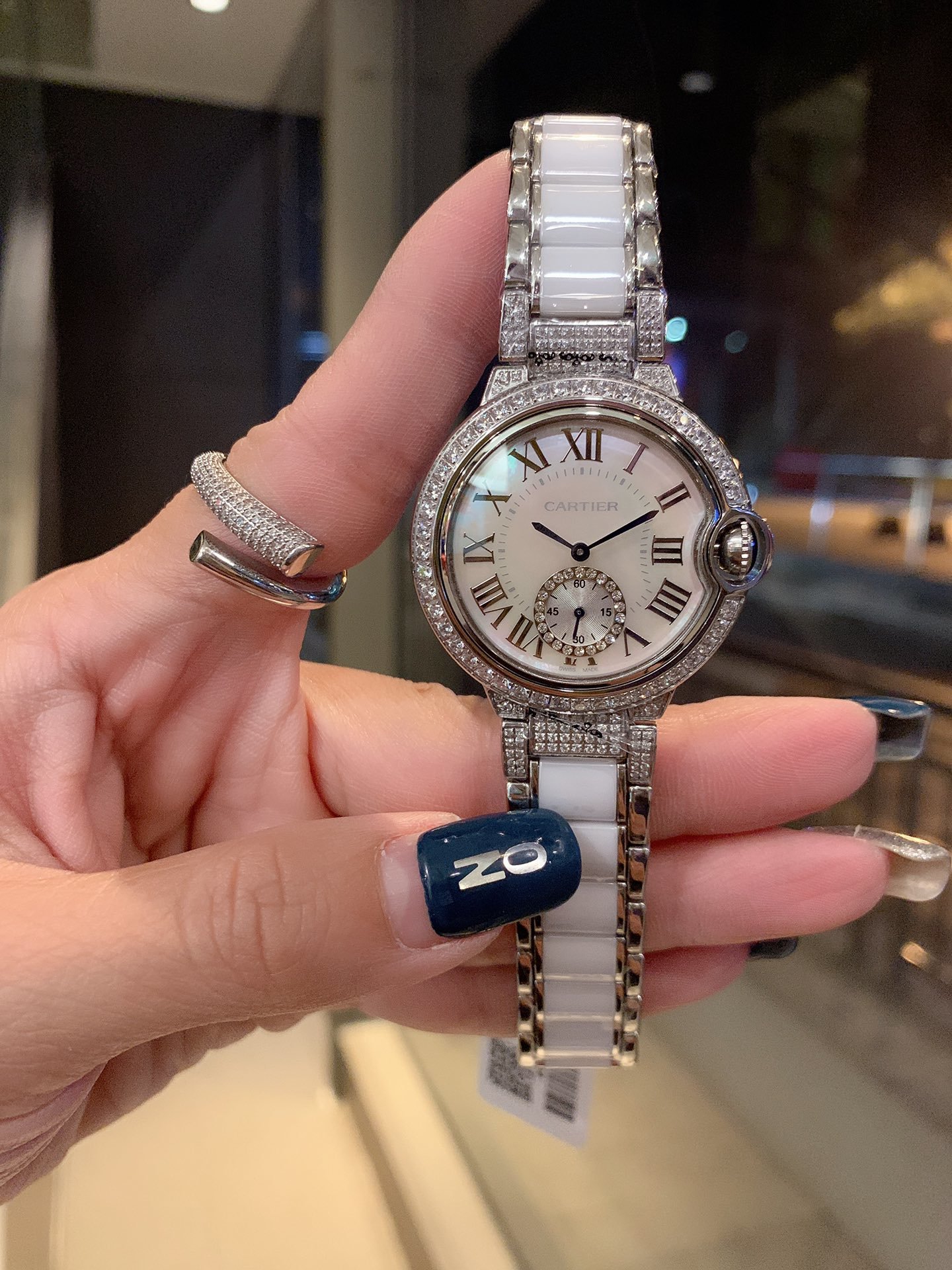 卡地亚 cartier 蓝气球系列 奢华版陶瓷钻带 单排钻石四角钻新款珠宝