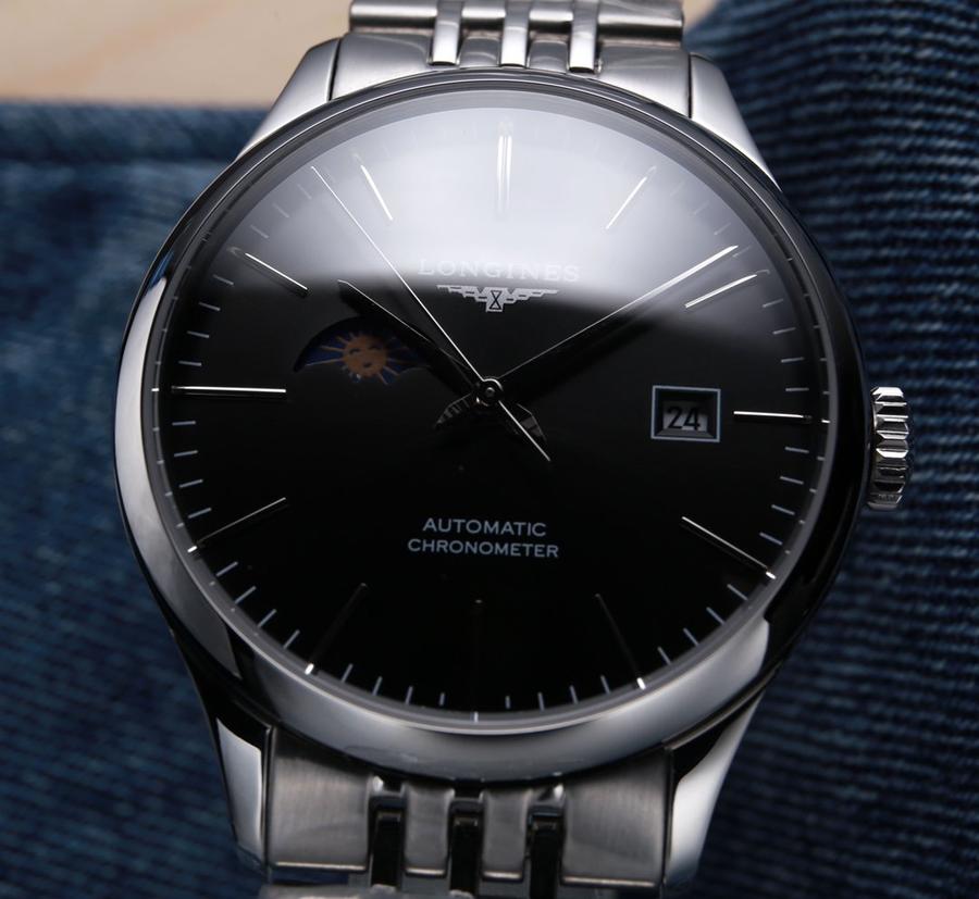 浪琴longines 开创者男士系列 腕表尺寸40x11mm 纤薄的圆弧型壳套