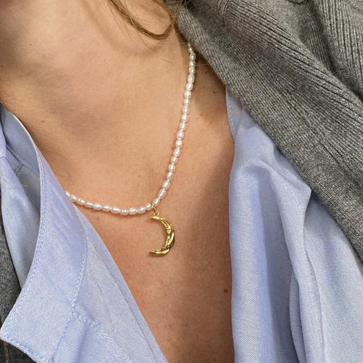 北京仓｜Hermina Athens-Melies Moon-珍珠 月亮 项链［希腊设计师］ 商品图0