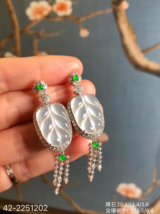 42-2251202，玻璃叶子耳坠，52999 商品图0