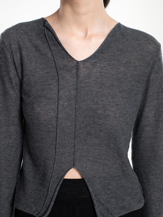 2022新款羊毛羊绒混纺16针稀针V领薄款套头衫 商品图2