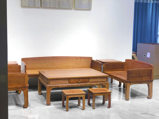 红桥红  家具严选  缅甸花梨（大果紫檀）【直腿三围弧顶223沙发八件套】 商品图3