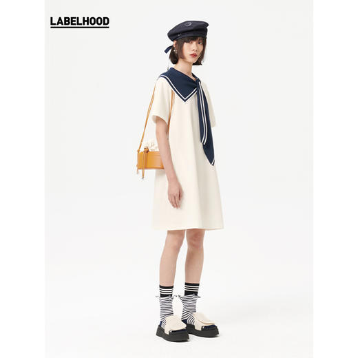 deepmoss 白色拼接针织海军领连衣裙 DM22SSDS01BN 商品图1