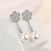 SWZH-ED438镶钻耳环五瓣花朵气质珍珠耳钉女流苏白铜耳环韩版新款耳饰 商品缩略图1