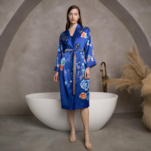 Solo seta重磅真丝睡袍女桑蚕丝新娘晨袍可外穿中国风家居服秋冬 商品图4