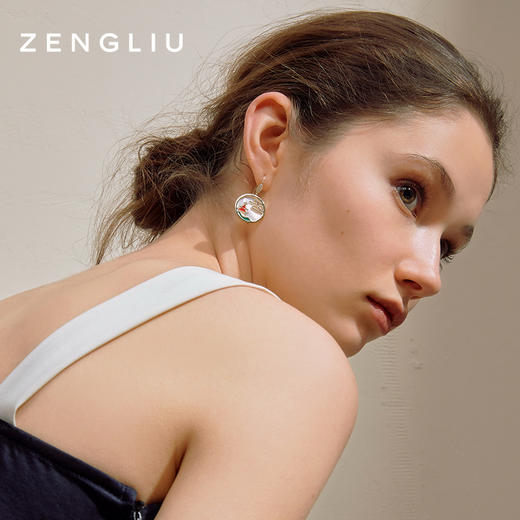 ZEGL设计师中国风祥云贝壳耳环女气质耳钉2024新款潮网红耳饰 商品图6