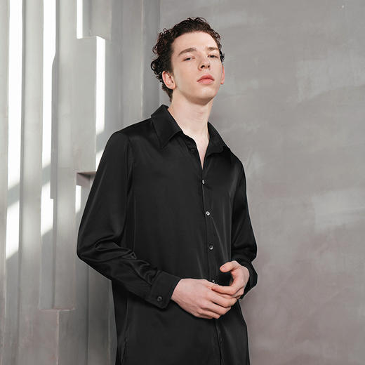 Solo seta25姆米重磅真丝睡衣上装长袖男秋冬高级感外穿丝绸 商品图2